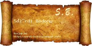 Sárdi Bodony névjegykártya