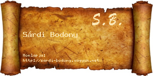 Sárdi Bodony névjegykártya
